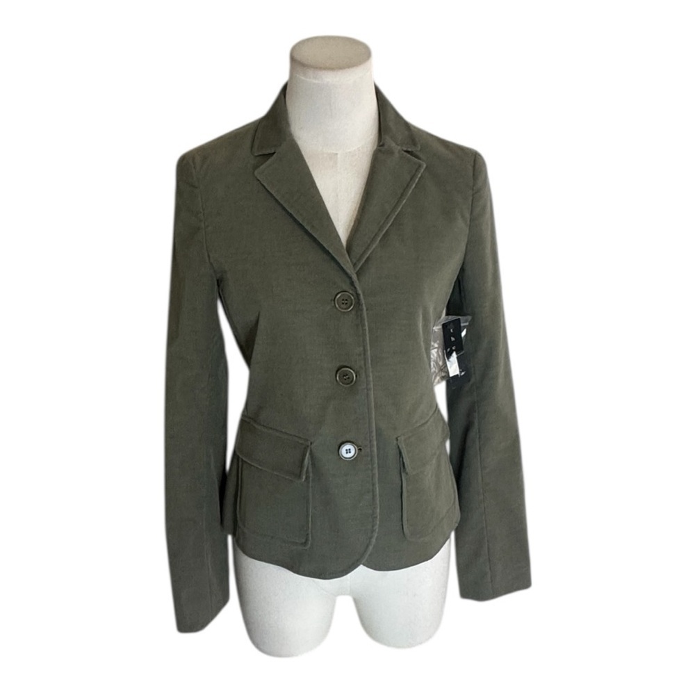 THEORY Gray Green Ultra Fine Corduroy Blazer Jacket Buttons 2 Designer Luxury